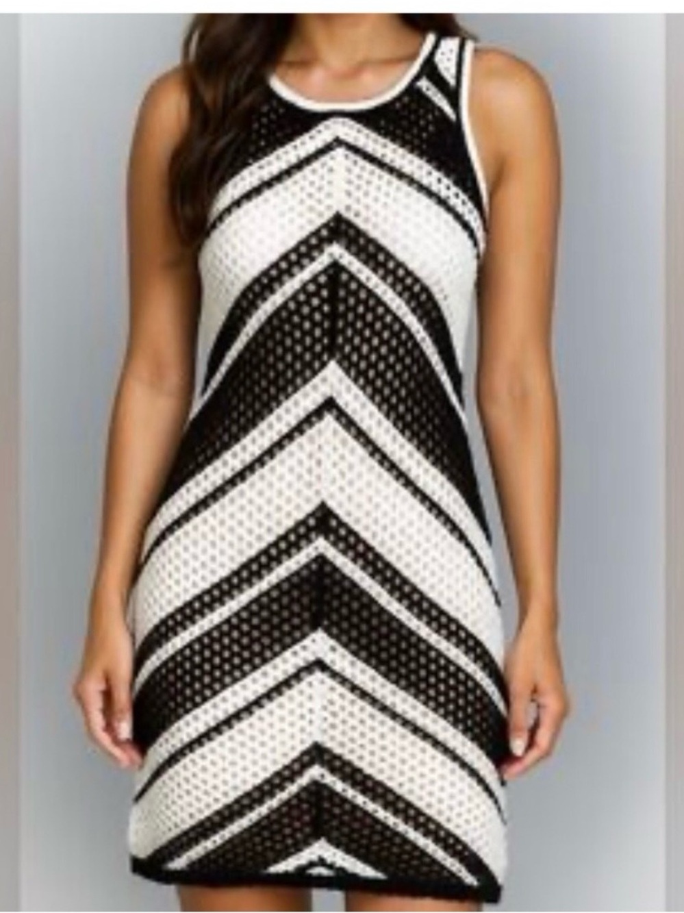 Willow & Wind Black & White Crochet Knit Dress NWT